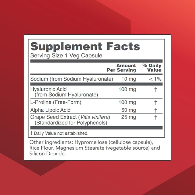 PROTOCOL FOR LIFE BALANCE Hyaluronic Acid - 100mg Hyaluronic Acid - Skin &amp Joint Support - Eye Support Supplement - Non-GMO &amp Kosher - 60 Veg Caps