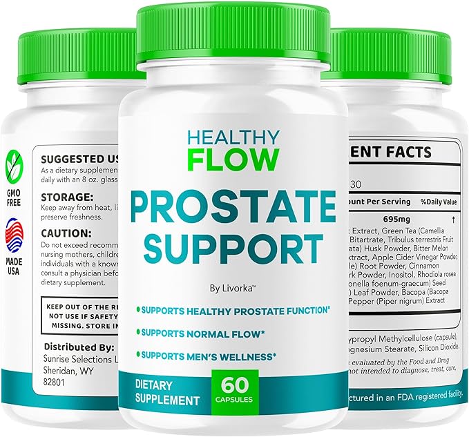 Healthy Flow Prostate Support - Official Healthy Flow Capsules Support Pills Supplement - Maximum Strength Premium HealthyFlow Advanced Formula Health &amp Wellness 60 Capsules for 1 Month