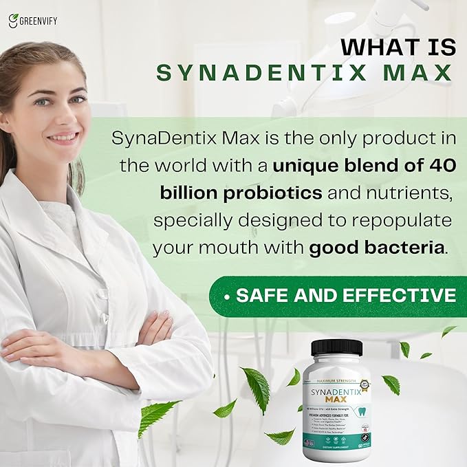 SynaDentix Max Probiotic Supplement 40 Billion CFU MAKTREK Bi-Pass Technology 60 Capsules 30-Day Supply (1)