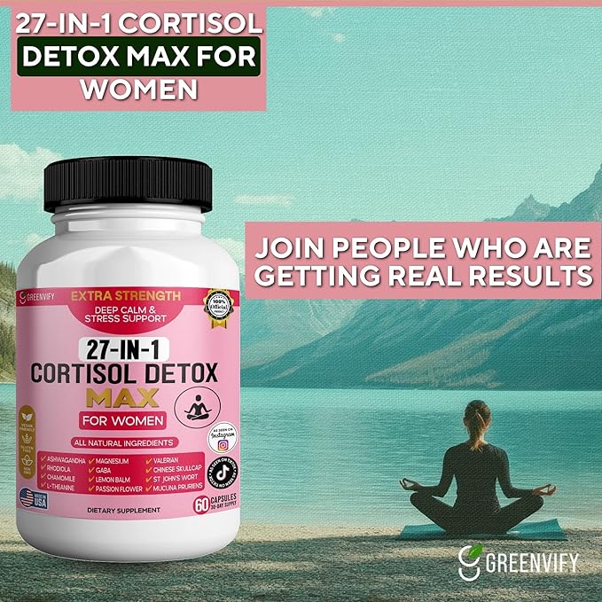 27-in-1 Cortisol Detox Max for Women Extra Strength Deep Calm &amp Stress Support 60 Capsules 30-Day Supply (2)