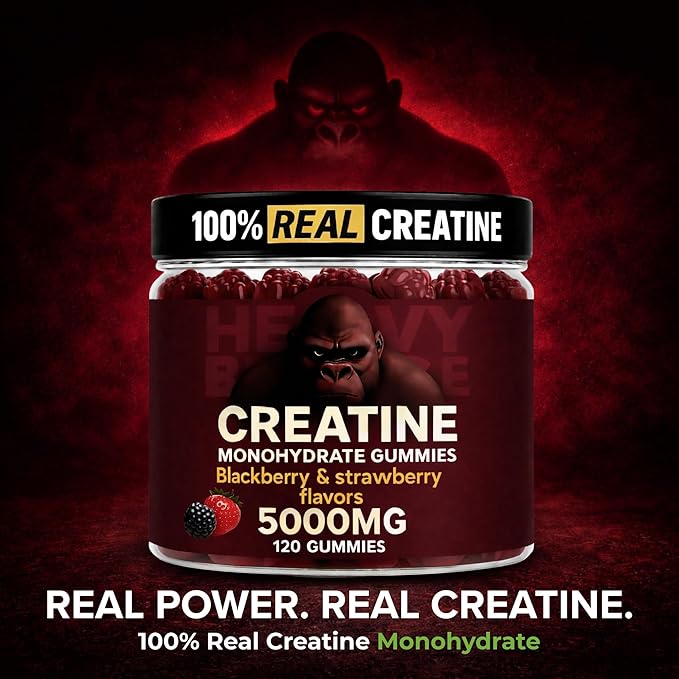 Creatine Monohydrate Gummies 5g Sugar Free Creatine with Vitamin B12 and L-Taurine | Muscle Growth for Men and Women | Low Calorie Formula 120 Gummies for 30 Servings Mixed Berry