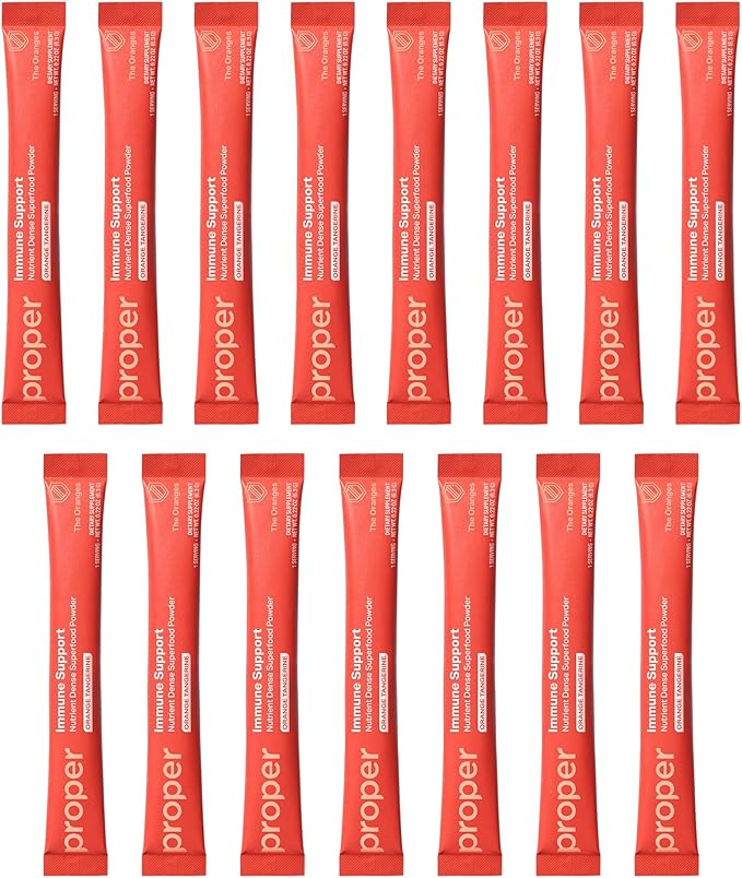 Proper The Oranges Immune Support Supplement. Orange Tangerine Drink Mix. Elderberry Vitamin C and Zinc Complex with Echinacea Immunity Vitamins Phytonutrients and Gut Health Probiotic