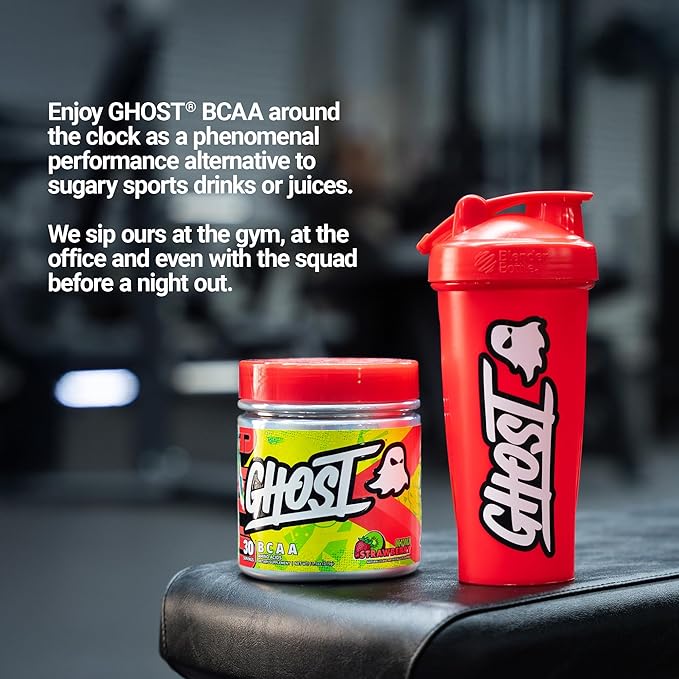 GHOST BCAA Powder Amino Acids Supplement Kiwi Strawberry - 30 Servings - Sugar-Free Intra Post &amp Pre Workout Amino Powder &amp Recovery Drink 7G BCAA