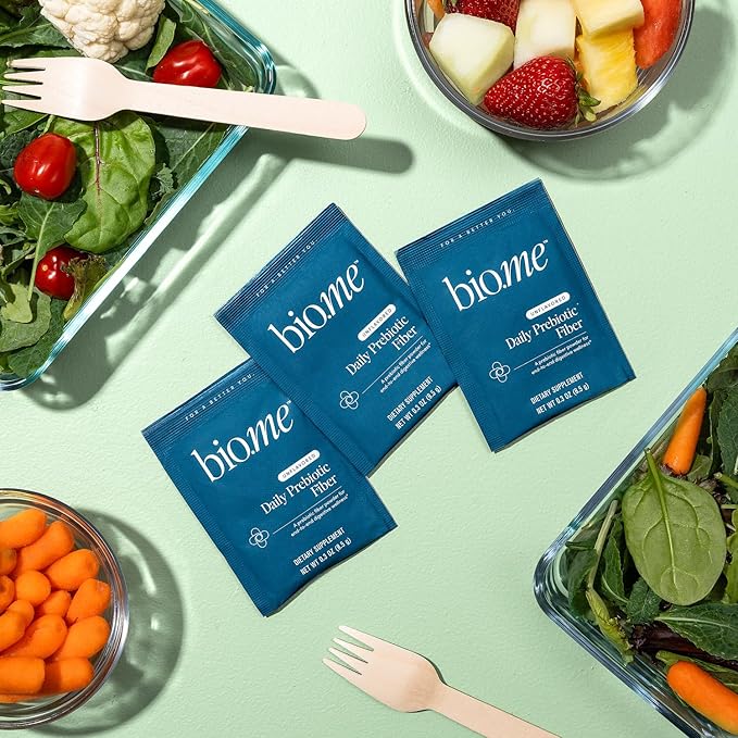Bio.me Daily Prebiotic Fiber Powder Unflavored - 20 Travel Packs 7g Per Serving - Soluble &amp Insoluble Fiber Supplement for Women &amp Men - Digestive Health &amp Gut Health - GLP-1 Friendly Su