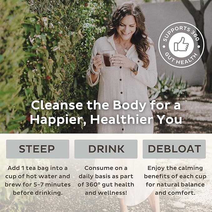 Trust Your Gut Organic Herbal Tea Blend – Lemon Balm Holy Basil Dandelion &amp Ginger Root – Supports Healthy Digestion &amp Gut Balance – Chocolate Mint 30 Bags