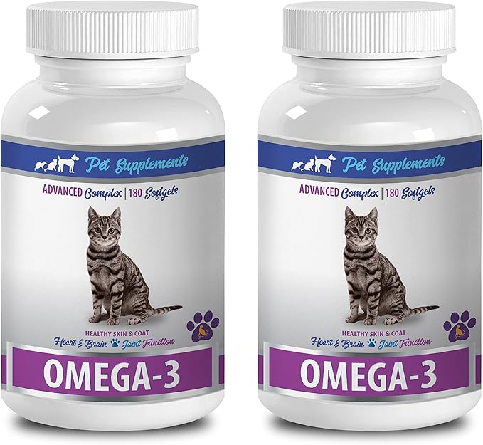 cat Fish Oil Chews - Omega 3 - for Cats - Heart Brain and Joint Function - SOFTGELS - Omega 3 for Cats - 2 Bottle (360 SOFTGELS)