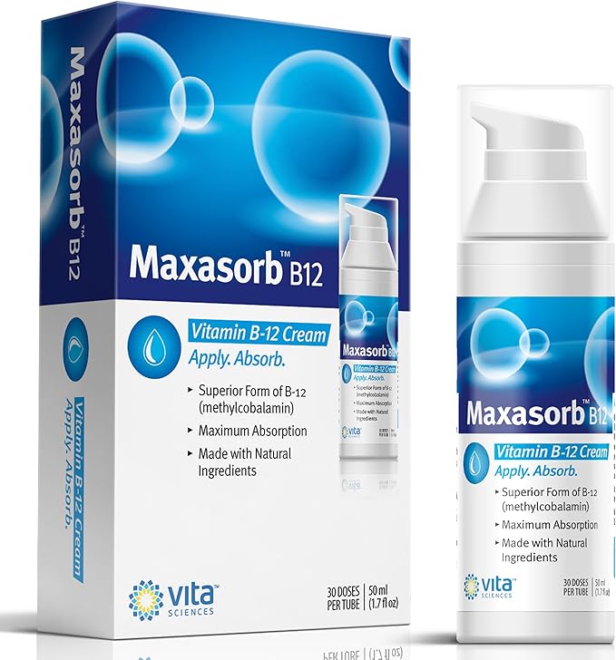 Vita Sciences Vitamin B12 Cream Methyl B-12 Methylcobalamin B12 1000 mcg Energy Health &amp Vibrant Skin Powerful Topical B12 Skin Cream - Helps with Eczema &amp Psoriasis.Energy Like B12 Patch