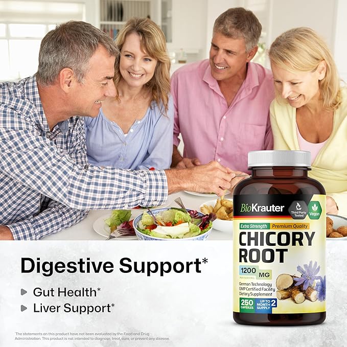 BIO KRAUTER Chicory Root 250 Capsules &amp Inulin 100 Capsules.