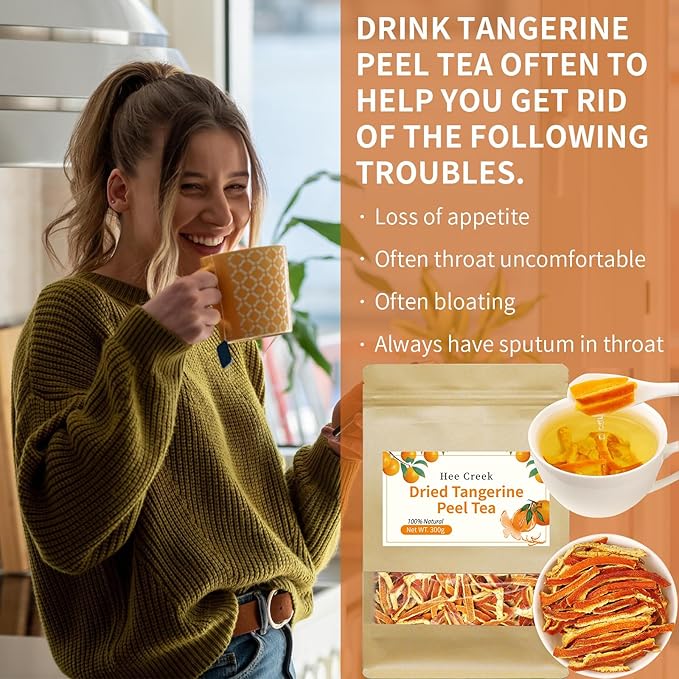 Hee Creek Dried Tangerine Peel Strips 300g/10.58oz Natural Chinese Herbal Tea Dried Orange Peel Chen Pi Sulfur Free 陈皮 橘皮丝