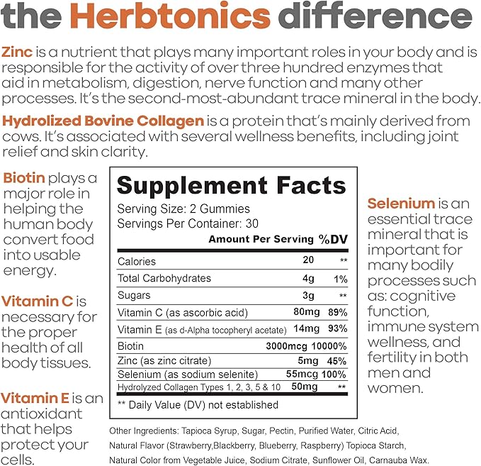 Herbtonics Apple Cider Vinegar Capsules Plus Keto BHB | Fat Burner &amp Weight Loss Supplement for Women &amp Men - Multi Collagen Gummies Type 1235 &amp 10 with Biotin for Hair Growth Skin Na
