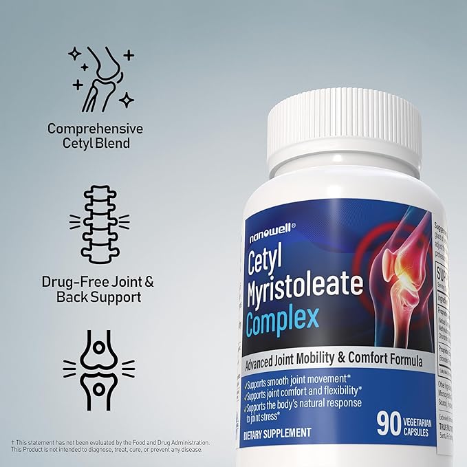 NANOWELL Cetyl Myristoleate Complex CMO Ultra Support for Relief from Joint Discomfort and Stiffness Advanced Joint Mobility &amp Comfort Formula 90 Capsules