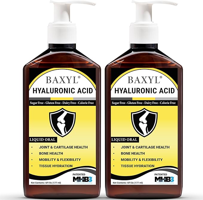 BAXYL - Liquid Hyaluronic Acid for Joint Relief Supplement (Vegan Gluten-Free Non-GMO Patented Oral MHB3) (2 Pack)