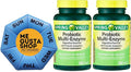 Spring Valley Probiotic Multi-Enzyme Digestive Formula Tablets Pack of 2 200 ct 400 Total Including Pill Organizer