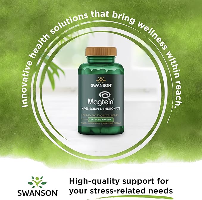 Swanson Magnesium L-Threonate Brain and Cognitive Health Supplement for Professionals Seeking Mental Clarity - 96 mg Magnesium per Serving (90 Vegan Capsules 4 Pack)