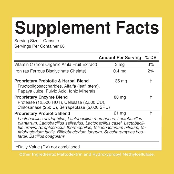 MaryRuth’s Gut Flora Health+ Enzymes | Prebiotic &amp Probiotic Digestive Enzymes for Healthy Gut Biome &amp Digestive Support | Gastrointestinal Health | CLP Certified | 60 Capsules | Up to 2 Month