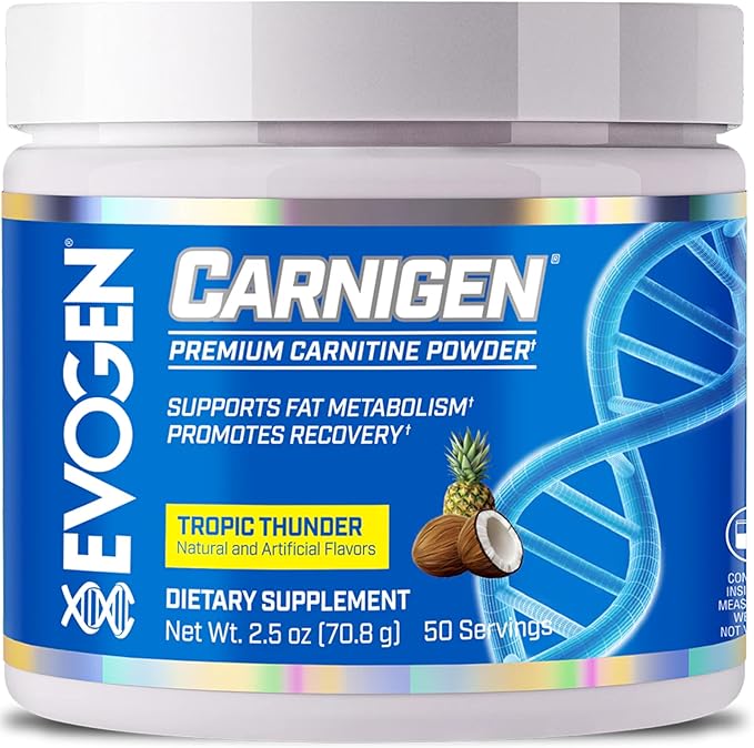 Evogen Carnigen - Premium Carnitine Powder | Supports Fat Metabolism &amp Promotes Recovery | Stimulant-Free L Carnitine Supplement Matrix with Acetyl L-Carnitine | Tropic Thunder | 50 Servings