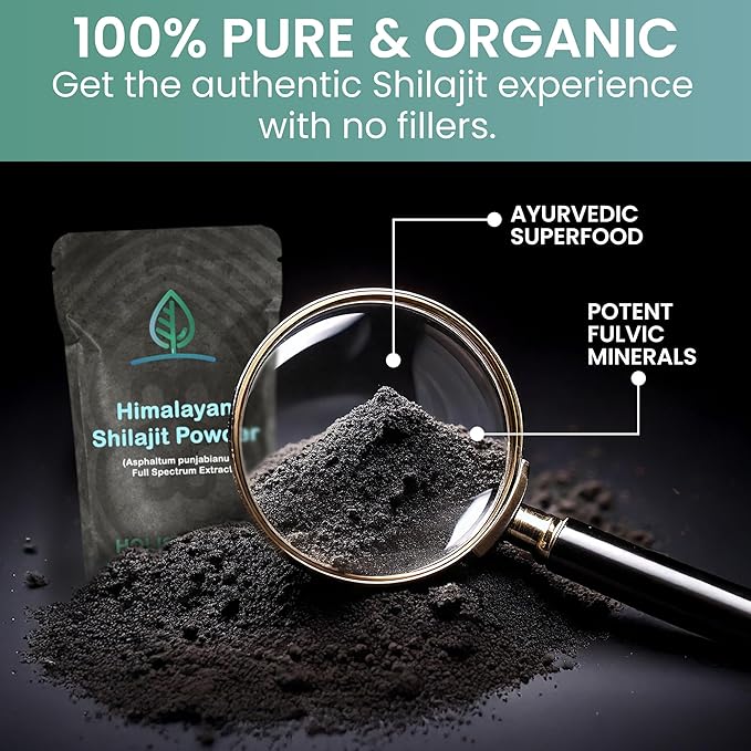 Holistic Bin Raw Himalayan Shilajit Powder - Shilajit Extract (Asphaltum Punjabianum) - No Fillers Rich in Fulvic Acid &amp Trace Minerals - Premium Supplement for Energy &amp Wellness - 25 Serving