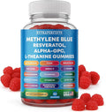 Sugar Free Methylene Blue Gummies Supplement with L-Theanine DIM Myo-Inositol D-Chrio Choline DHA for Mental Clarity Focus Brain Memory Cognitive Support Vitality Performance Neuroprotection