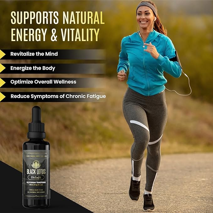 Black Lotus Pure Shilajit Resin Liquid Tincture 50ml 100% Pure Natural Shilajit for Men &amp Women with Amino Acids 175mg Fulvic Acid 85 Ionic Trace Minerals for Immune Support Focus Energy