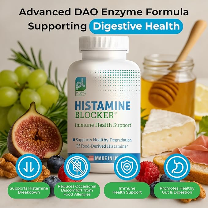 DAO Supplements Histamine Blocker – Advanced DAO Enzyme Formula and Vitamin C for Histamine Digest &amp Intolerance Support – Diamine Oxidase DAO Supplement 30 Capsules