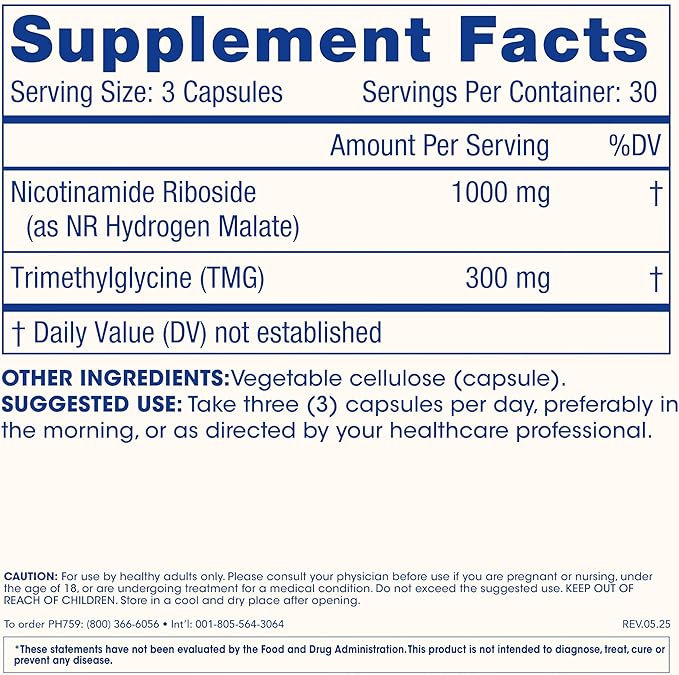 ProHealth Nicotinamide Riboside Pro 1000 | 90 Capsules | 1000 mg NR + 300 mg TMG | NAD+ Precursor for Cellular Energy Mitochondrial Support &amp Healthy Aging | USA GMP Triple Lab-Tested