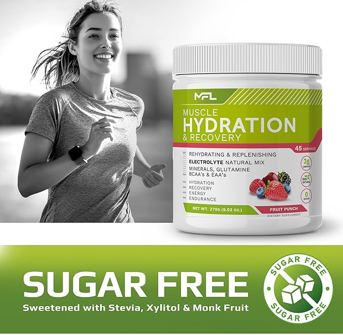 Hydration and Electrolyte Recovery Mix | 0 Sugar | Amino Blend | 45 Servings (Fruit Punch)
