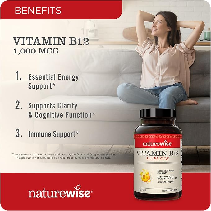 NatureWise High-Potency 1000mg Omega 3 600mg EPA 400mg DHA Vitamin E 180ct &amp 1000mcg Vitamin B12 150 Softgels Supplement Bundle
