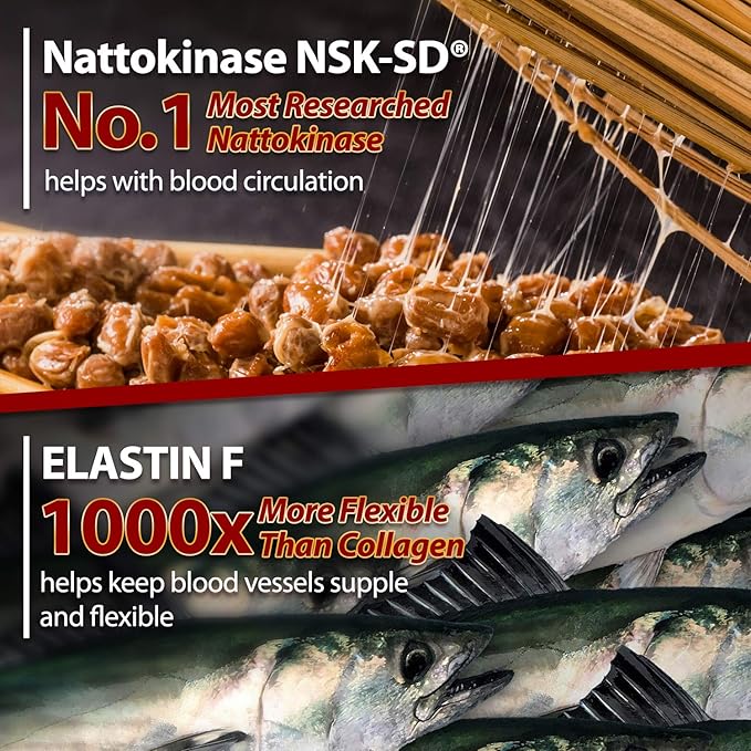 LABO Nutrition VesseCLEAR EX + NeuroREGAIN: Nattokinase NSK-SD Elastin F for Clean &amp Flexible Blood Vessel Cardiovascular &amp Circulation Support Scallop-derived PLASMALOGEN for Brain Deterio