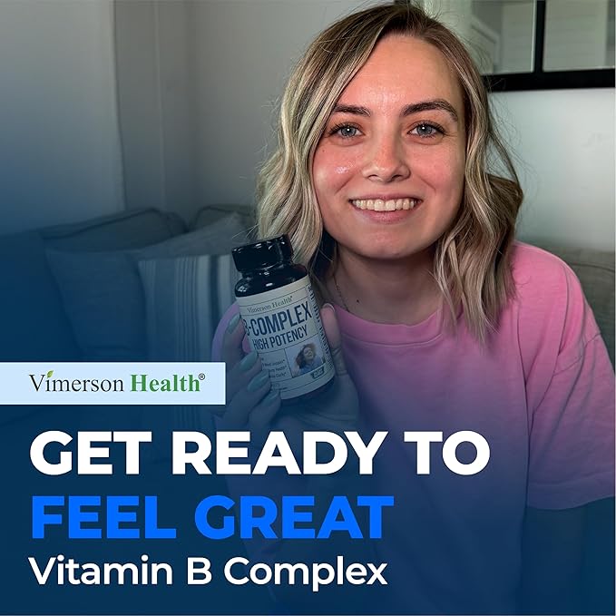 Vitamin B Complex with Vitamin B12 Niacin Vitamin B2 Vitamin B6 Folic Acid 400mcg. B Complex Vitamins for Women &amp Men. Aids Mood Energy Nervous System &amp Immune Support. High Potency. One