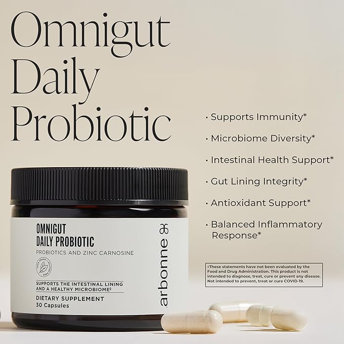 Arbonne OmniGut Daily Probiotic Supplement - Probiotics for Men and Women to Support Digestion Gut Health for Women Probiotic Capsules 30 Count
