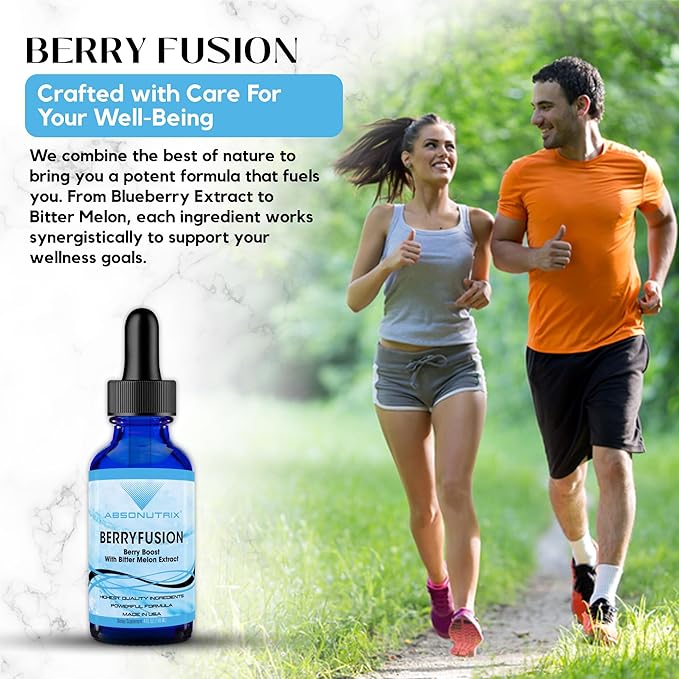 Absonutrix BerryFusion 390 mg 4 FL OZ Liquid 302 Servings Made in USA Plant-Based Ingredients Blueberry Extract Bitter Melon Gluten-Free Non-GMO