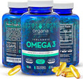 Omega 3 Fish Oil 2000 mg - High EPA 820 mg + DHA 620 mg - 180 Triple Strength Burpless Lemon Flavored Softgels