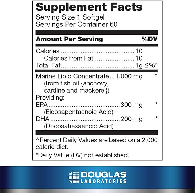Douglas Laboratories Opti-EPA 500 | Enteric-Coated to Support Brain Eyes Pregnancy and Cardiovascular Health | 60 Softgels