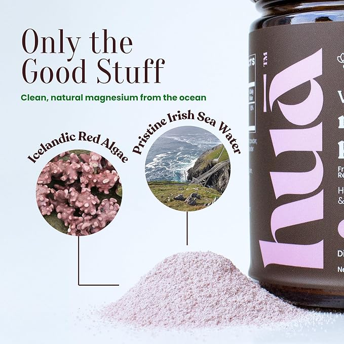 Whole Food Magnesium Powder (30 Servings) | from Ocean Sea Water &amp Icelandic Red Algae | Helps Sleep Brain Function &amp Heart Health | Mixed Berry Flavor