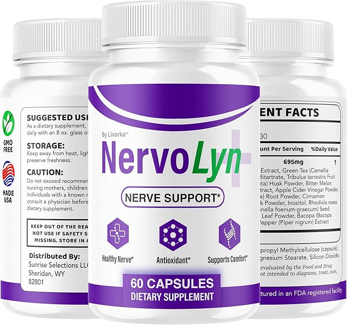 (2 Pack) NervoLyn Capsules - Official Nervo Lyn Advanced Supplement Formula Nerve Health Natural NervoLyn Brain &amp Memory Focus Vitamins Suppor for Overal Health &amp Wellness 120 Capsules for 2