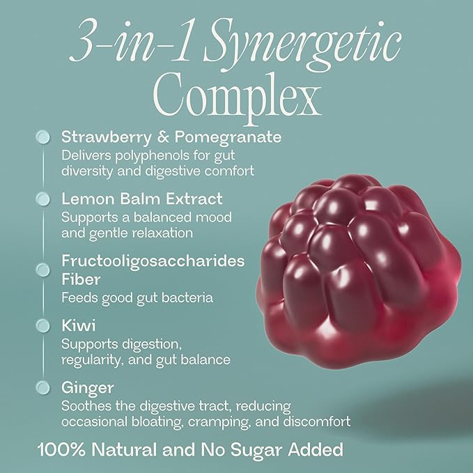Fiber Gummies for Women - Natural GLP-1 Support with Kiwi Pomegranate &amp Ginger - Sugar Free Digestive Health Supplement Prebiotic FOS Fiber - Vegan &amp Gluten Free (60 Gummies - 30 Day Supply)