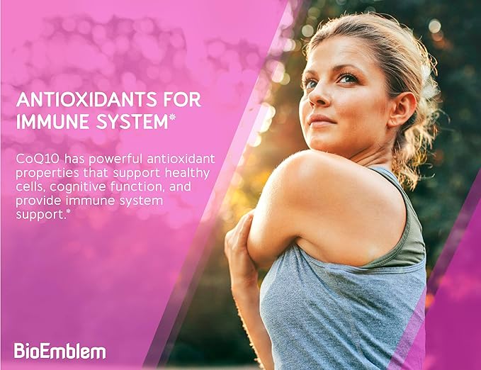 BioEmblem CoQ10 with BioPerine - 200mg Softgels High Absorption - Coenzyme Q10 Antioxidant for Energy Production Heart Health - Natural Form Non-GMO CoQ10 Supplement - 90 Count