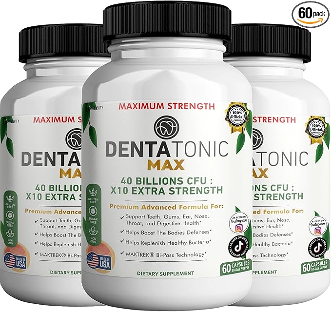 Denta Tonic Max Probiotic Supplement 40 Billion CFU 60 Capsules Supports Oral &amp Digestive Health (3)