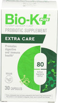 Bio-K + Extra Care Probiotic Supplement Capsules for Adult Men and Women 80 Billion Active Bacteria Promotes Immune System Health - Vegan &amp Gluten-Free Delayed Release 30 Capules/Box]