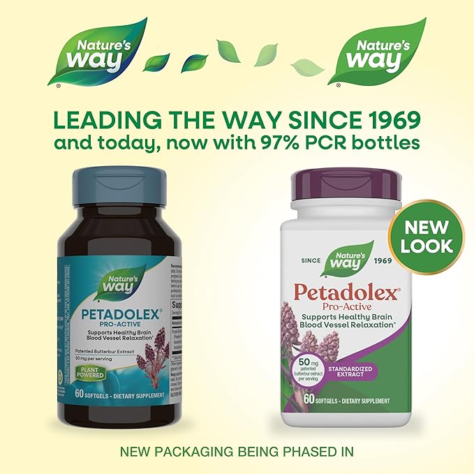 Nature's Way Petadolex Pro-Active Blood Vessel Health and Relaxation in the Brain with Patented Butterbur* 60 Softgels