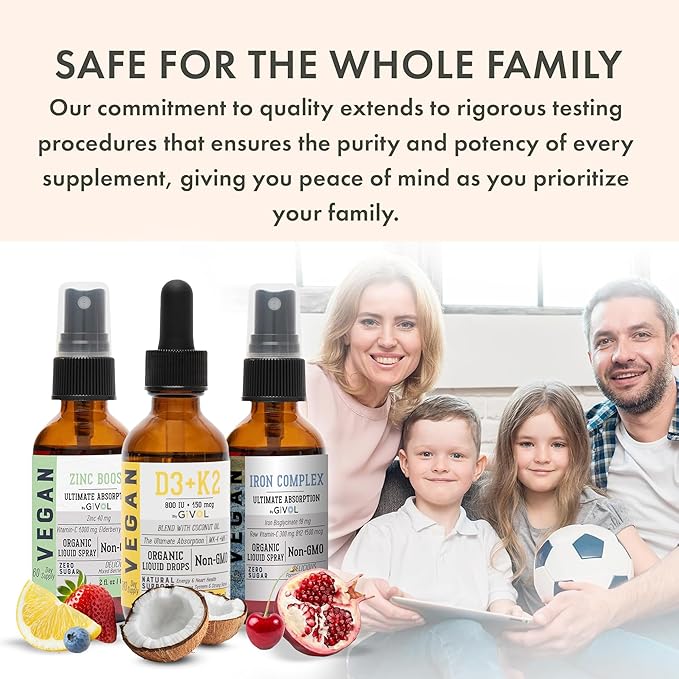 Bone Support Bundle Liquid Spray - Iron Bisglycinate Complex Zinc Picolinate Vitamin D3 &amp K2 - Complete Multivitamin - Plant- Based Non-GMO Gluten Free Sugar Free 2 Fl Oz (360 Days Supply)