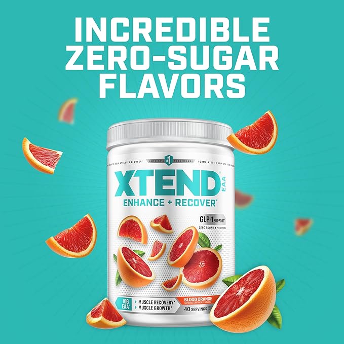 Xtend Scivation EAA + BCAA Powder | Muscle Recovery &amp Lean Muscle Growth | 9 Essential Amino Acids for Intra Workout or Post Workout Recovery | 10g EAAs Per 2 Servings | Blood Orange 40 Servings