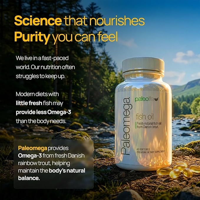 Paleolife - Premium Paleomega Fish Oil. Fresh Natural Fish Oil from Danish Trout - 1500 mg. 60 Soft Capsules (1-Pack)