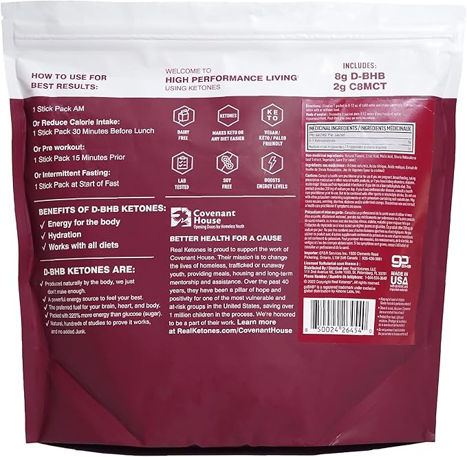 Real Ketones MCT &amp BHB Exogenous Ketones Drink Mix Packets Elevate Keto Electrolytes Powder Packets No Sugar with 4 Main Electrolytes Plus Hydrating Proprietary Keto BHB (30 Pack Mixed Berry)