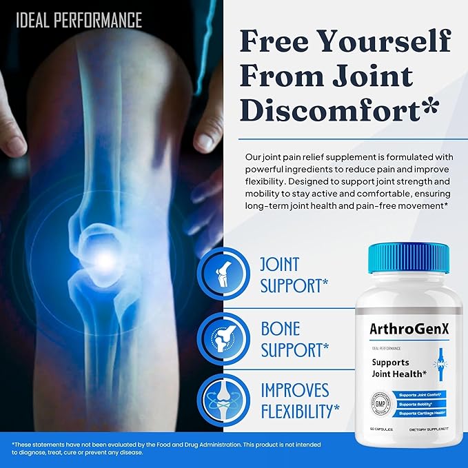 ArthroGenX Joint Supplement Capsules Official ArthroGenX Maximum Joint Relief Pills Maximum Strength Natural Support Joint Flexibility Comfort &amp Movement Arthro Gen X Reviews (60 Capsules)