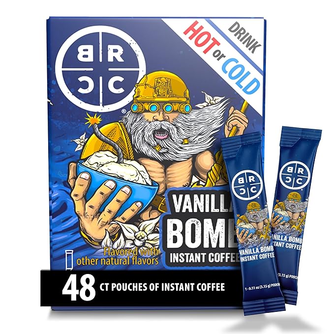 Black Rifle Coffee Company Instant Coffee Sticks - Roasted Blend Made from Pure Arabica Beans - Colombian &amp Brazilian Beans - Veteran Founded &amp American Made (Vanilla Bomb 48 Count)