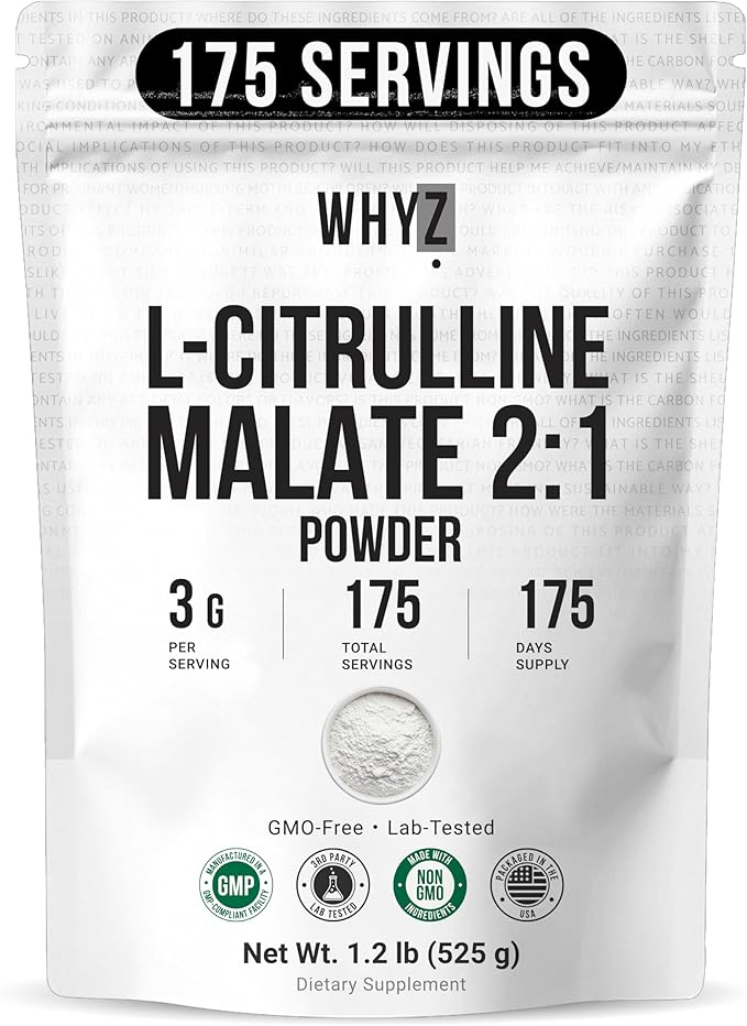 L-Citrulline Malate 2 : 1 Powder Unflavored L Citrulline Malate Nitrate-Rich Dissolves Easily Pure Amino Acid Citrulline Supplement Supports Endurance &amp Strength Vegan Friendly Daily Use 1.2 lb(5
