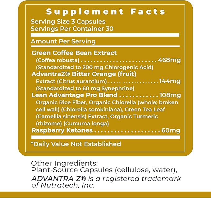 Premier Research Labs Lean Advantage: Green Coffee Bean Extract for Weight Loss Green Coffee Extract Coffee Pills Appetite Suppressant for Women &amp Men Weight Management Supplement - 90 Capsule
