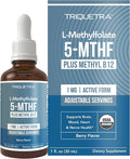Organic Methyl Folate 1000 mcg + Methyl B12 Cofactor (300 Servings) – Metabolically Active 5-MTHF Form Organic Berry Flavor Liquid Sublingual Form – Mood Cognition Methylation Pregnancy (1oz)