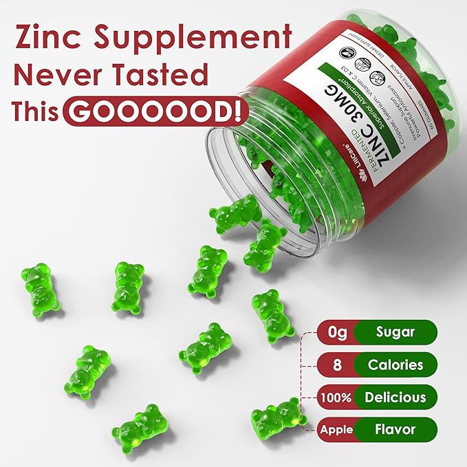 Fermented Zinc Gummies 30mg Copper Selenium Vitamin C D3 Superior Absorption Zinc Supplements for Women &amp Men Immune Powerful Antioxidant Zinc Picolinate Alternaitive Vegan No Sugar 60